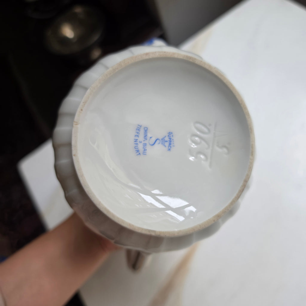 Antike Kaffeekanne Echt Tuppack China Blau Tiefenfurt Blau Weiß