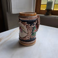 Vintage Keramik-Bierkrug mit Blumendekor
