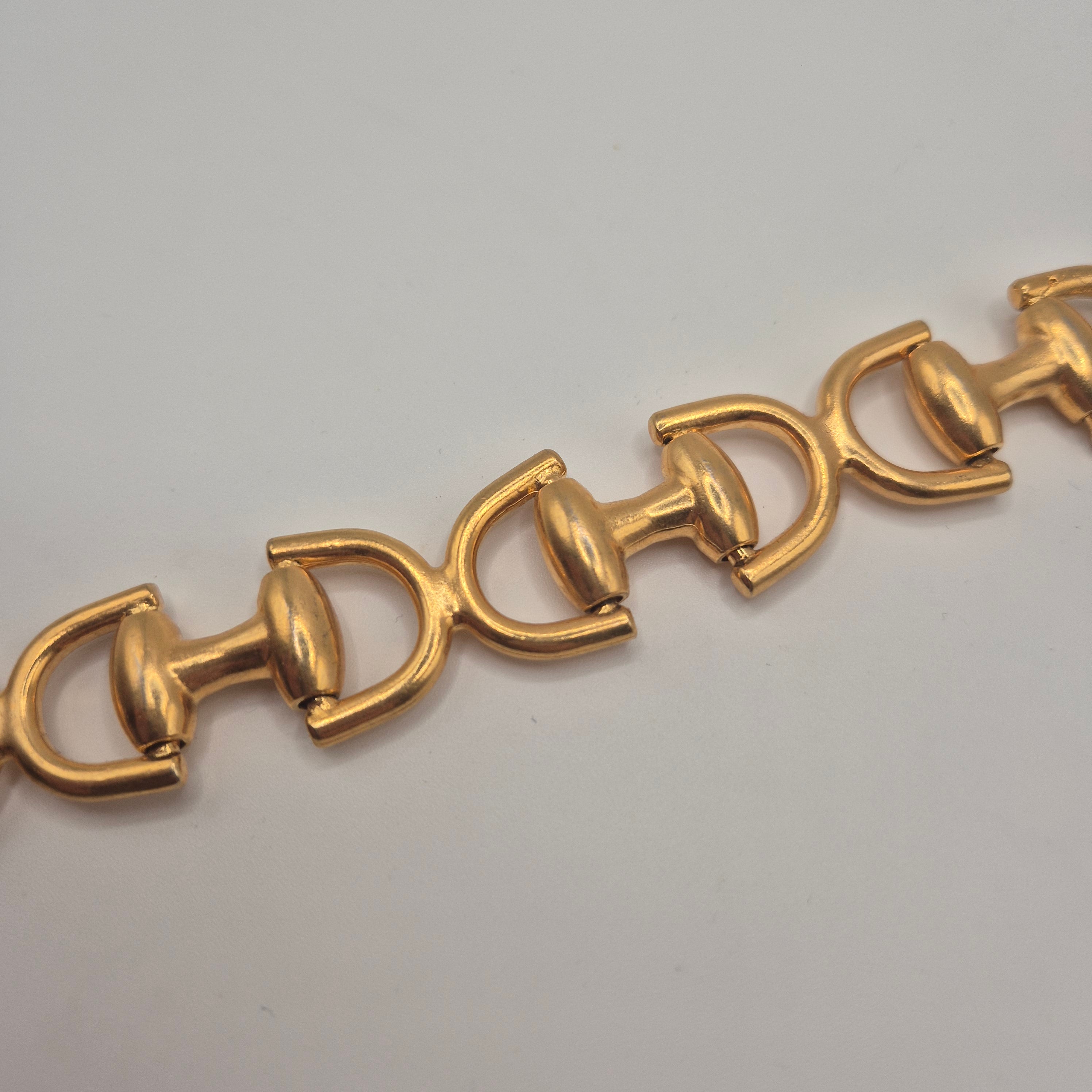 Goldenes Vintage Armband massiv Metall Statement 80er Jahre Anker