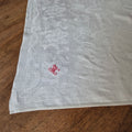 Antike Jugendstil Serviette Damast Baumwolle Monogramm F.W. weiß