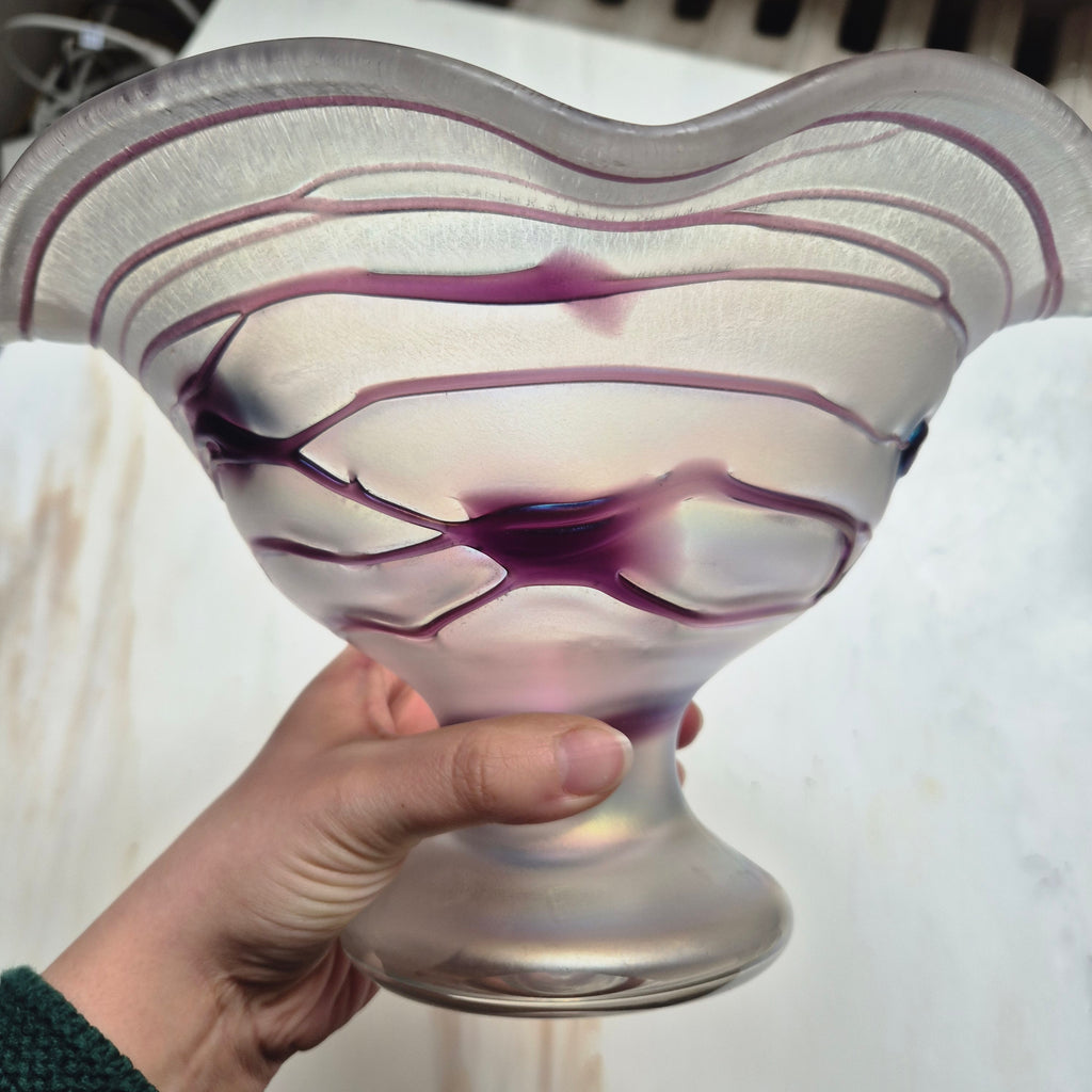 Vintage Jugendstil Glas Schale von Freiherr für Poschinger