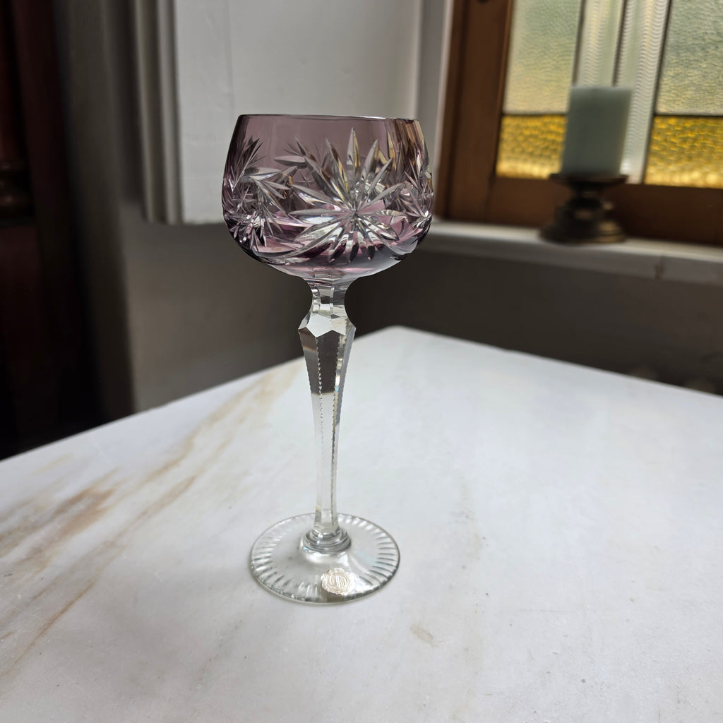 Vintage Bleikristall Römerglas - Weinglas – Amethyst - Violett mit Prunkschliff (Handgeschliffen)