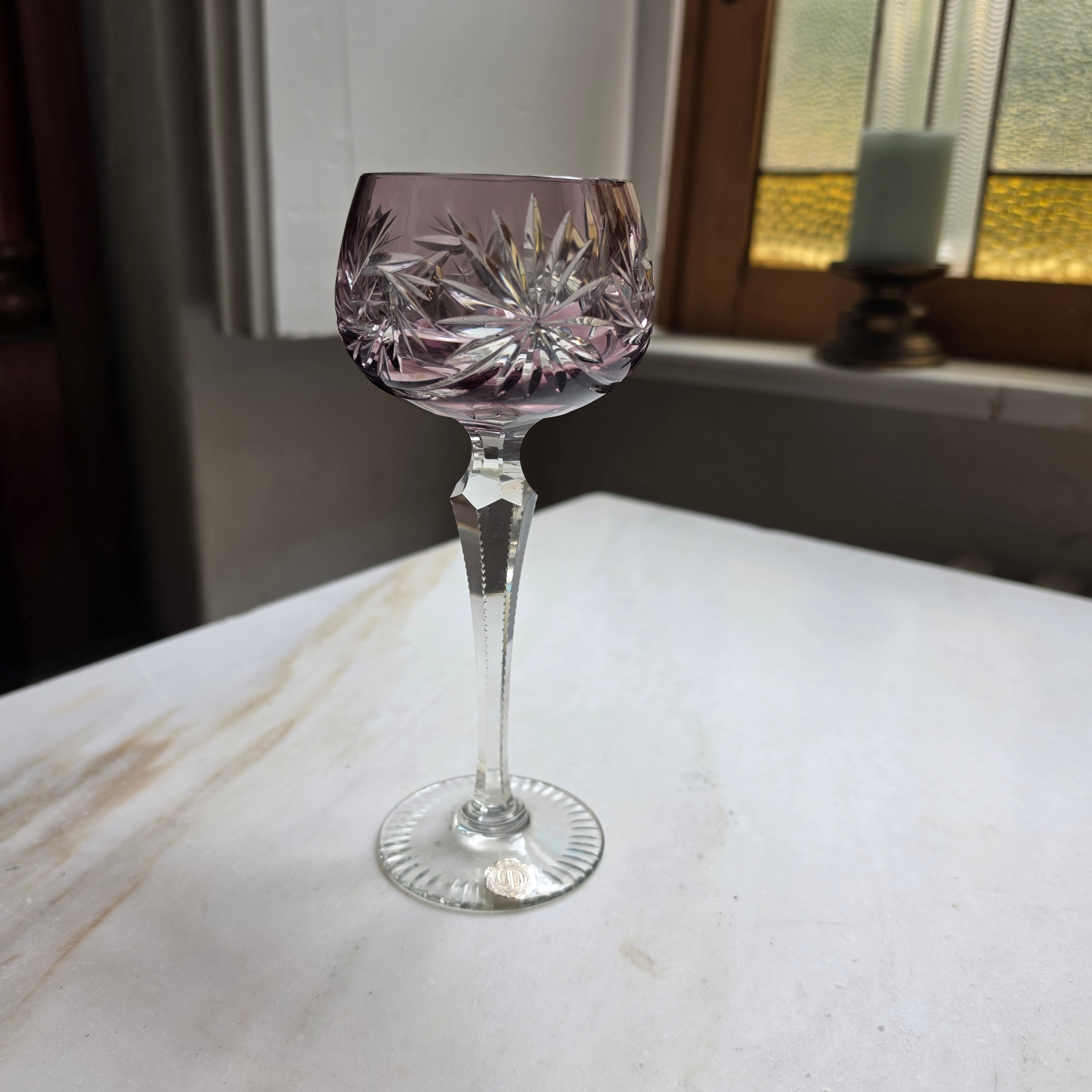 Vintage Bleikristall Römerglas - Weinglas – Amethyst - Violett mit Prunkschliff (Handgeschliffen)