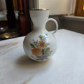 Vintage Kaiser Porzellan Henkelvase – Bauchige Vase mit Blumen-Dekor & Goldrand – W. Germany