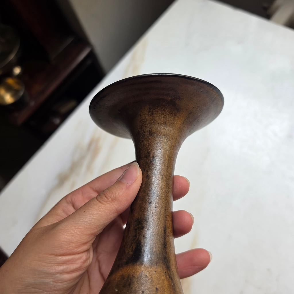Vintage Keramik-Vase im Wabi-Sabi Stil – Erdige Braun- & Bronzetöne