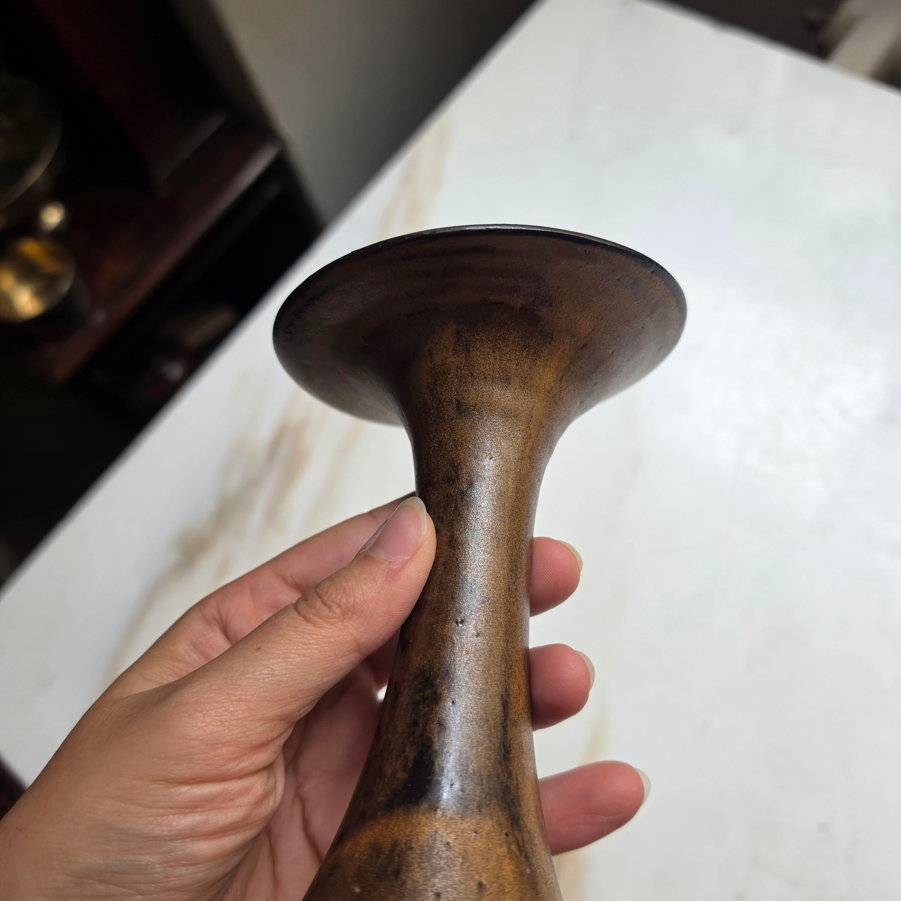 Vintage Keramik-Vase im Wabi-Sabi Stil – Erdige Braun- & Bronzetöne
