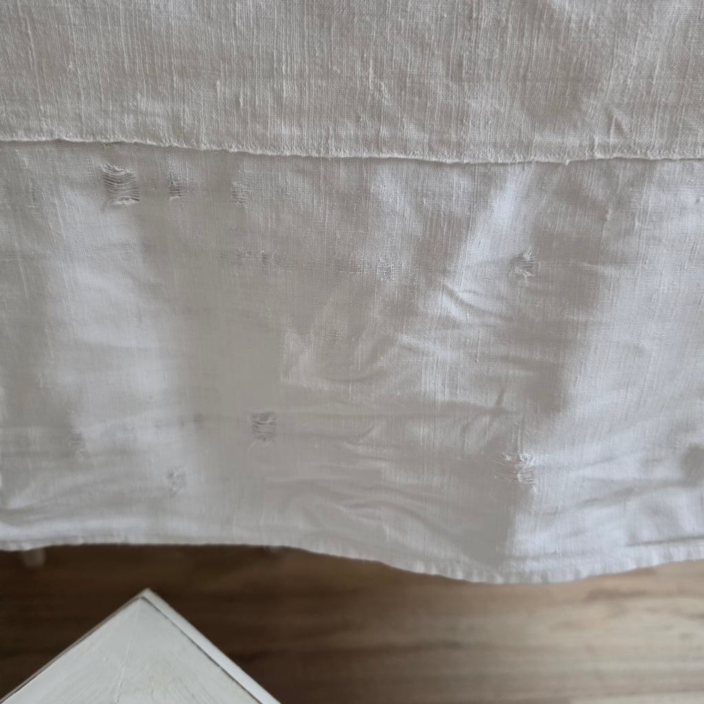 Antike Leinentischdecke mit Monogramm & Charme - Shabby Chic - Wabi-Sabi - 215x140cm