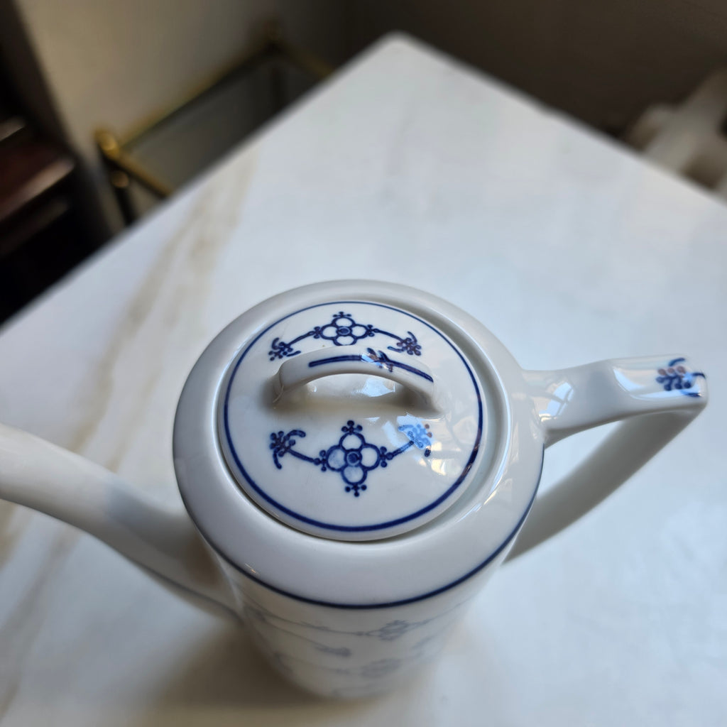 Vintage Jäger Eisenberg  Strohblume Kaffeekanne Kanne Tee Vintage blau weiß