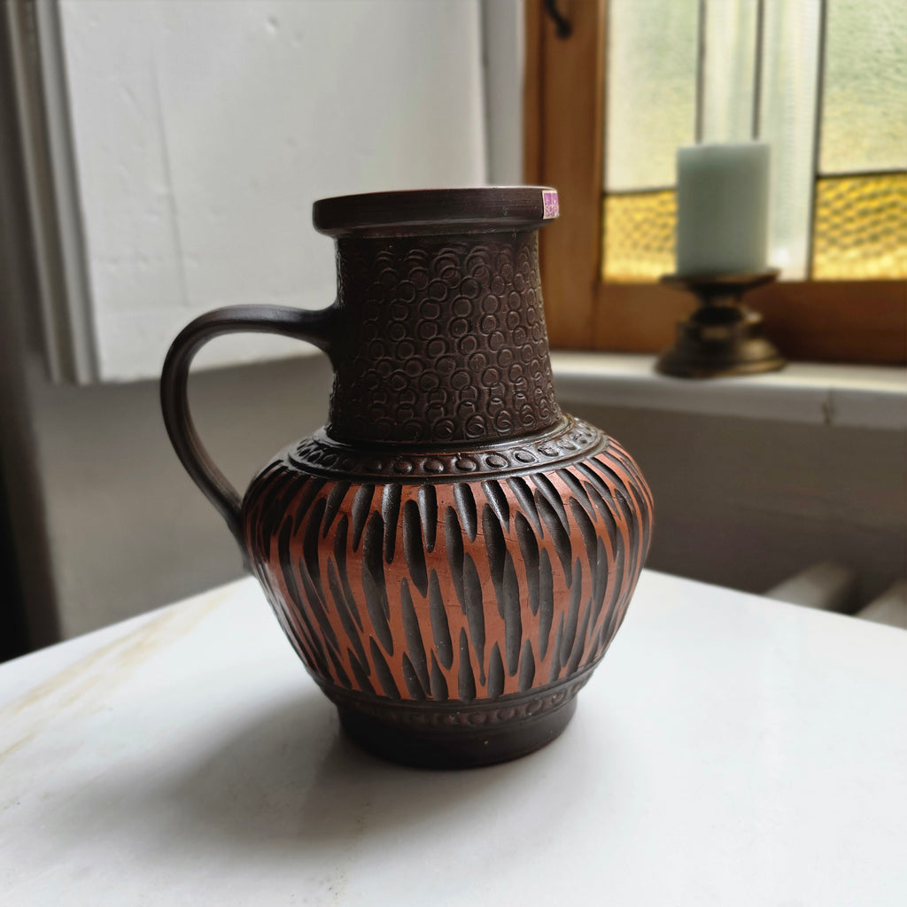 Vintage Scheurich Keramik Krug-Vase braun
