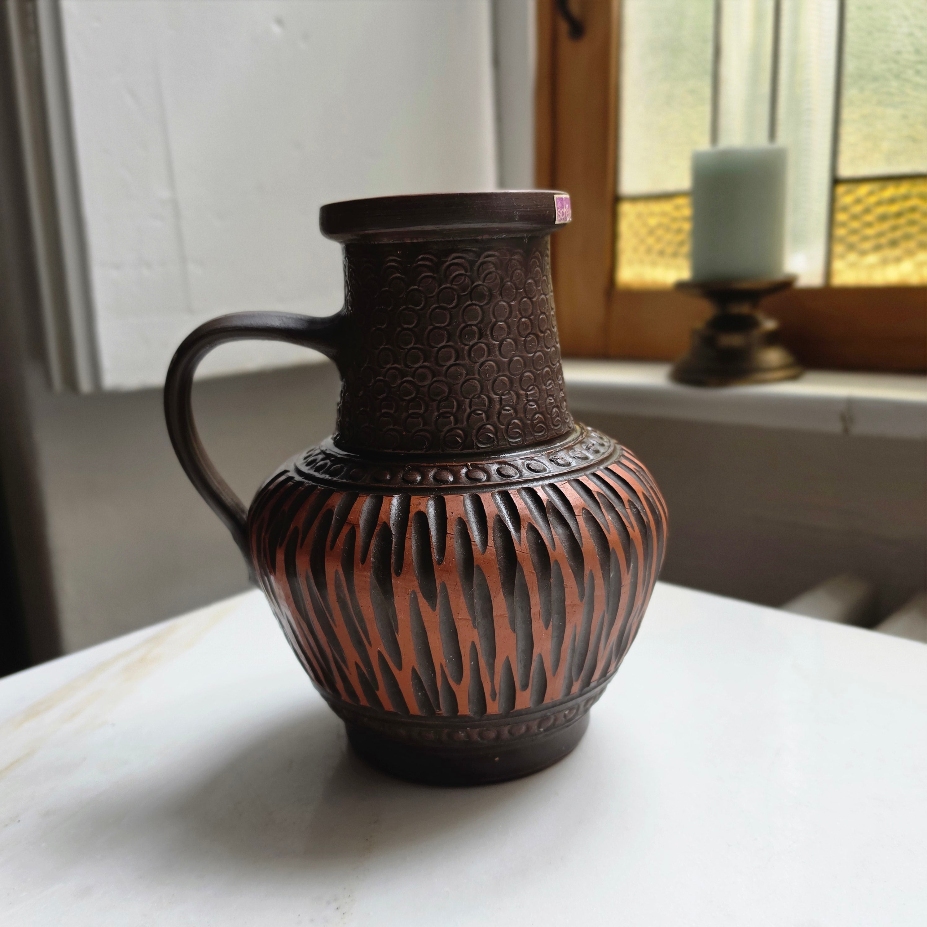 Vintage Scheurich Keramik Krug-Vase braun