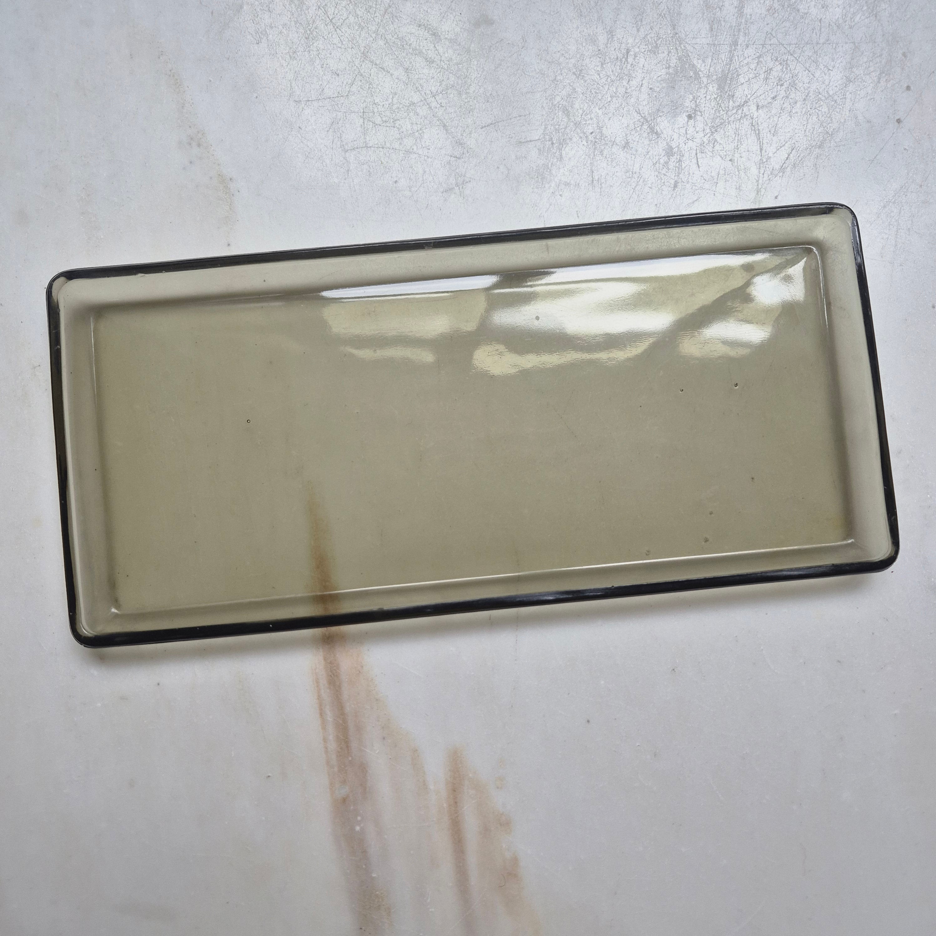 Vintage Glasschale - Schmuckschale - Ablage - Rauchglas - Glasplatte