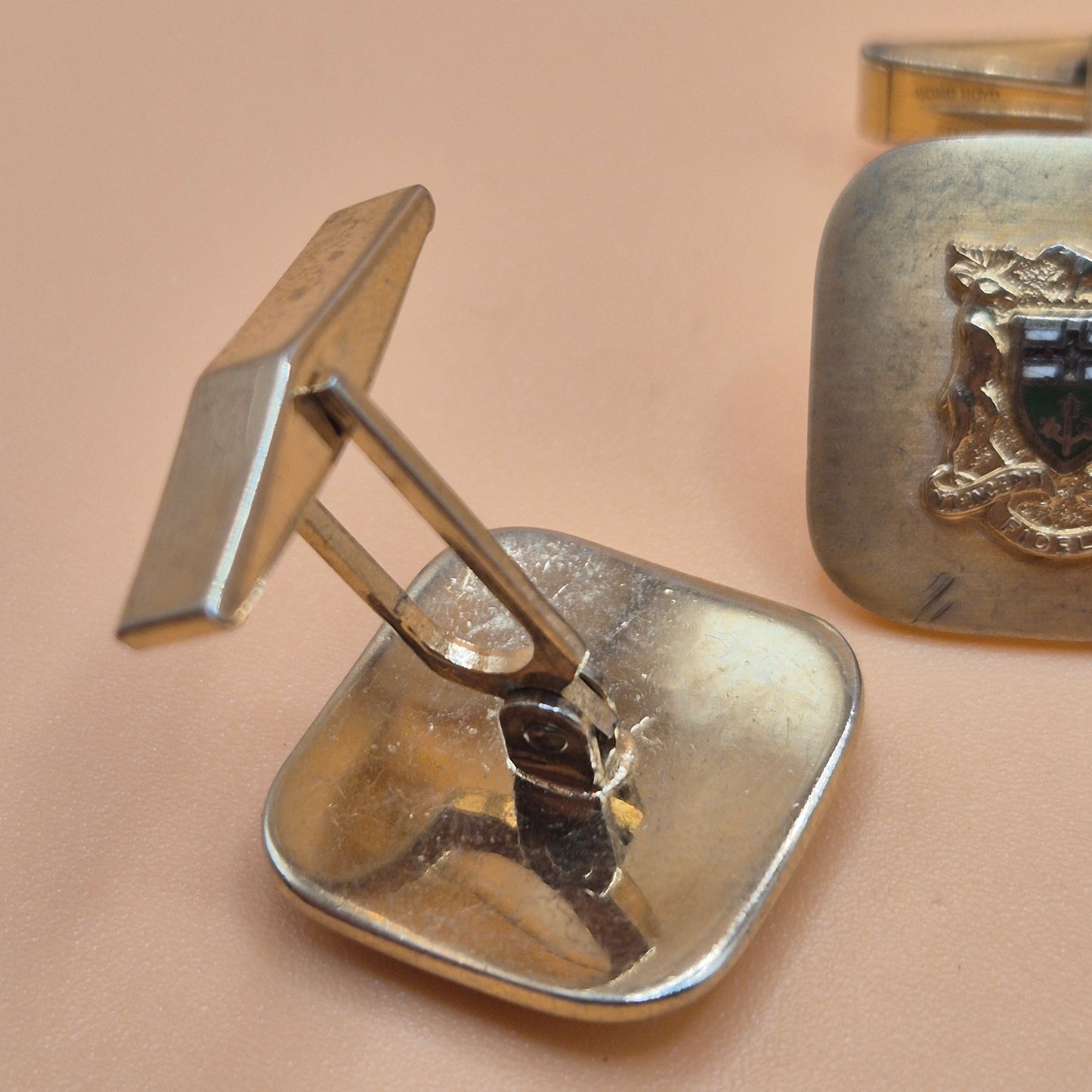 Antike Vintage Manschettenknöpfe Sterling Silber mit Wappen "Preußen" goldfarbend