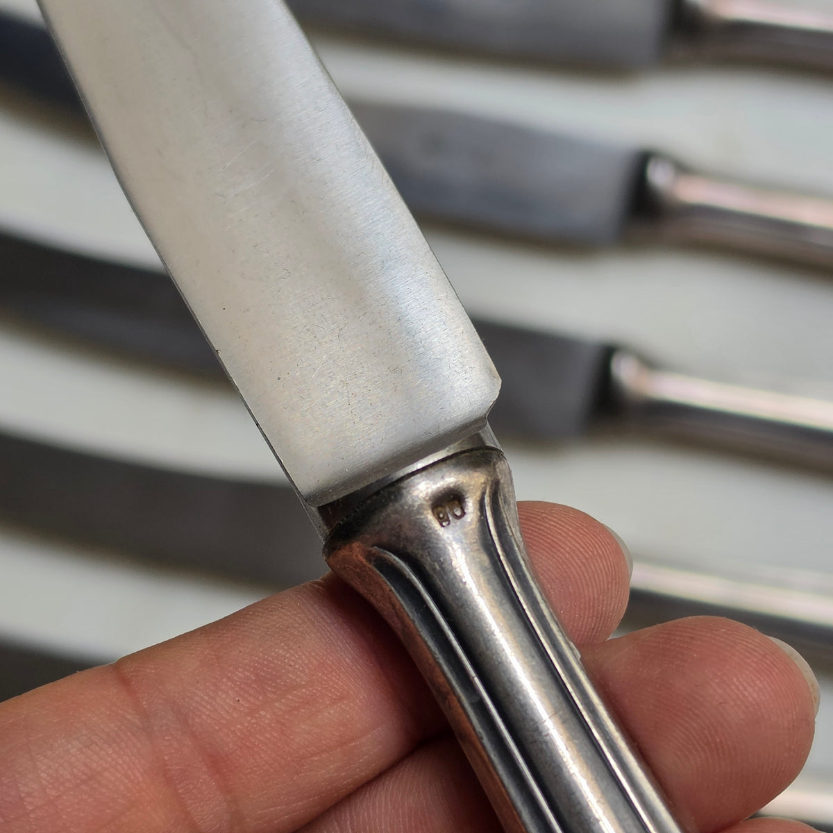 11x Antike Debag Rostfrei Messer sehr lang 40er Jahre versilbert 90 - zum aufpolieren!