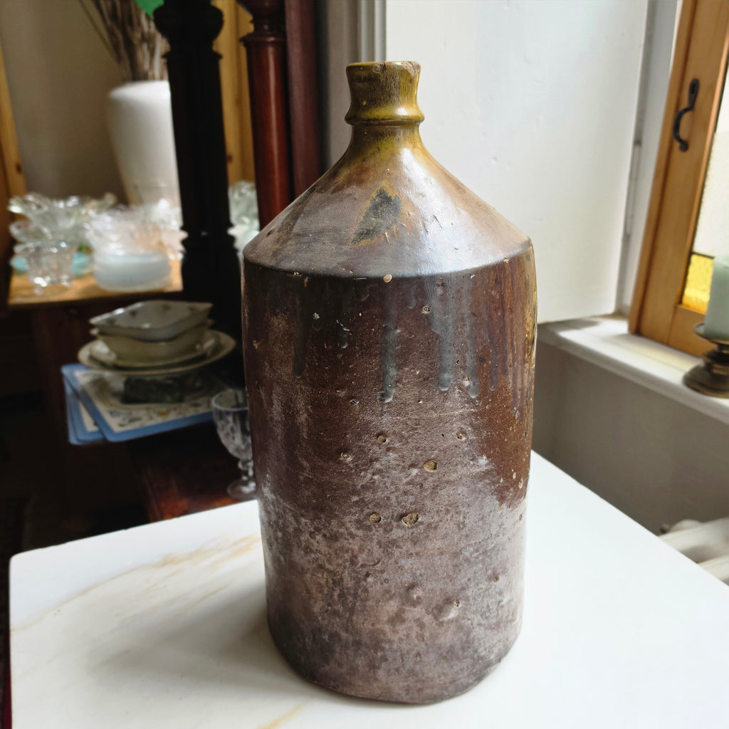 Alte Steingut-Flasche - Vase (groß) - Uriges Tongefäß mit toller Glasur