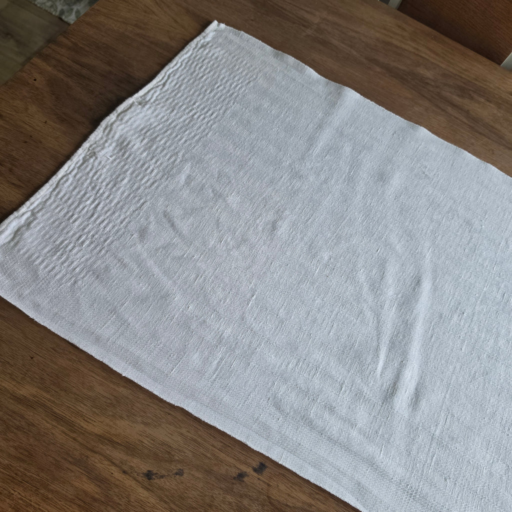 Edles Vintage Leinentuch mit Monogramm-Stickerei „B“ & Waffelstruktur-Bordüre - 46x97cm