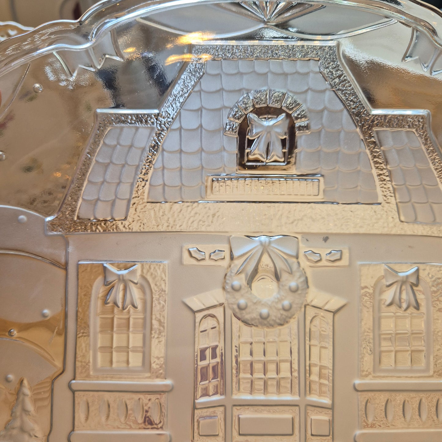 Großer Weihnachtsteller Glasteller Antik French für Obst Servierteller Platte Landhaus Vintage