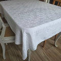 Antike Damast-Tischdecke 135x175cm - weiß - Monogramm M.S.