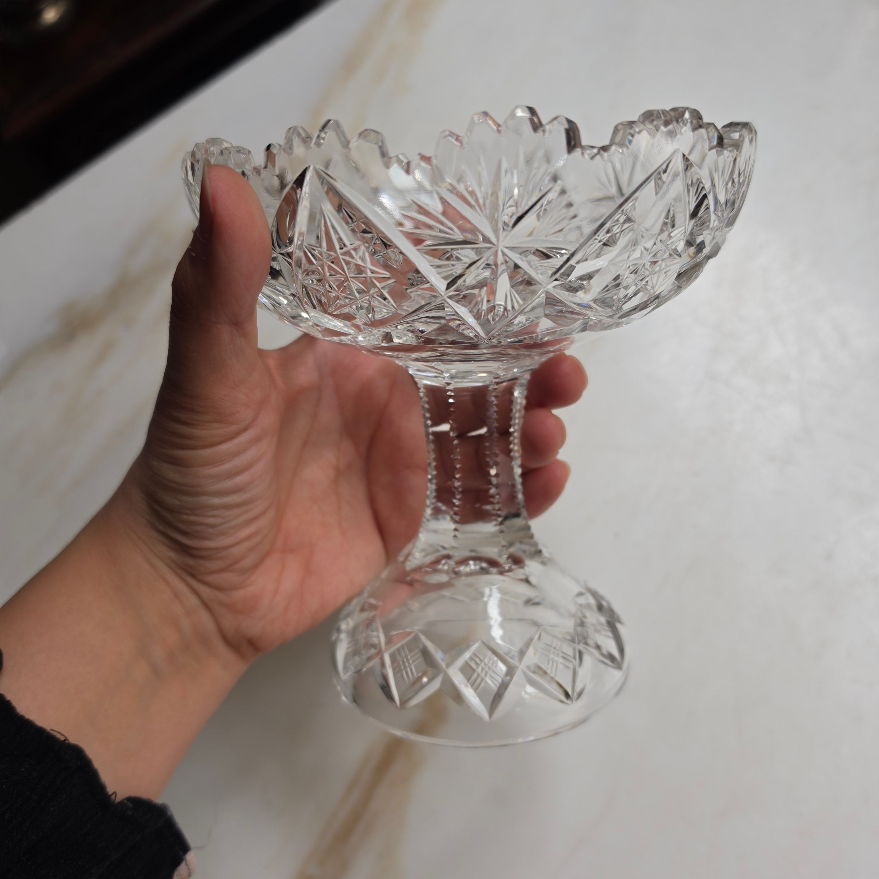 Vintage Kristall Schale auf Fuß - Etagere - Servierschale