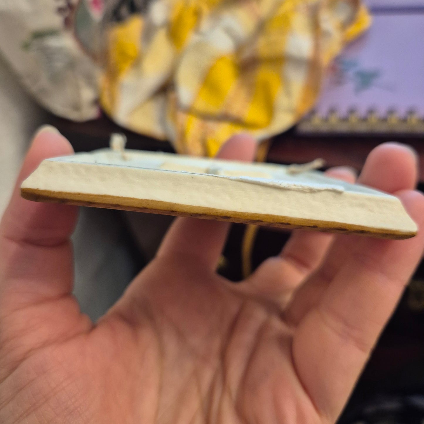 Antikes kleines Kachelbild handgemalt mit Spruch "Hab mich lieb" Mohnblume