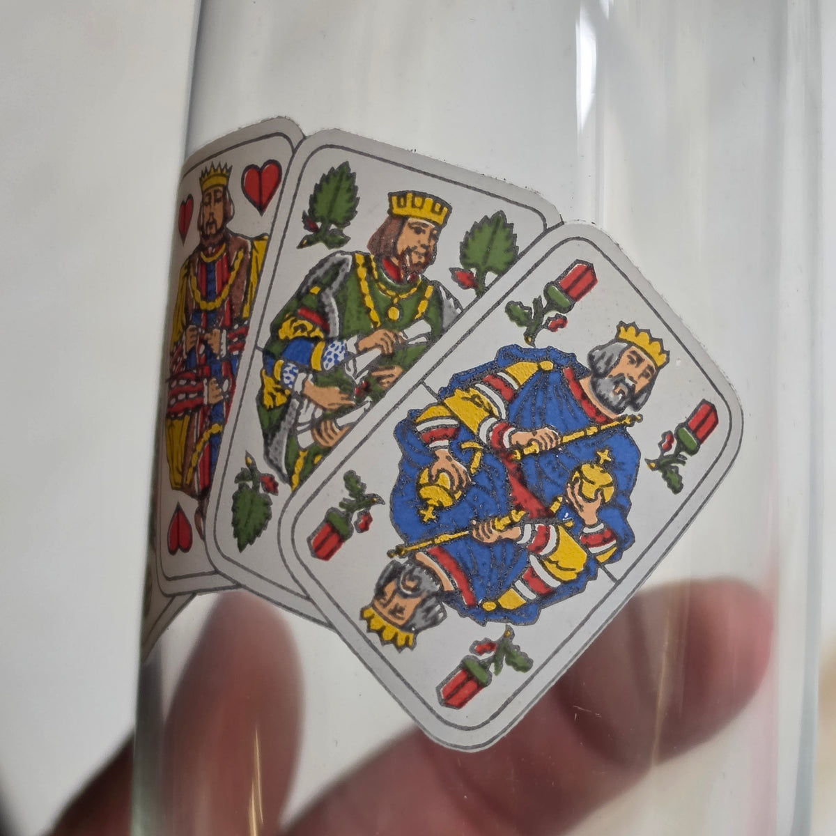 5x Vintage Sektgläser - Aperitifgläser mit Spielkarten-Motiv & Goldrand