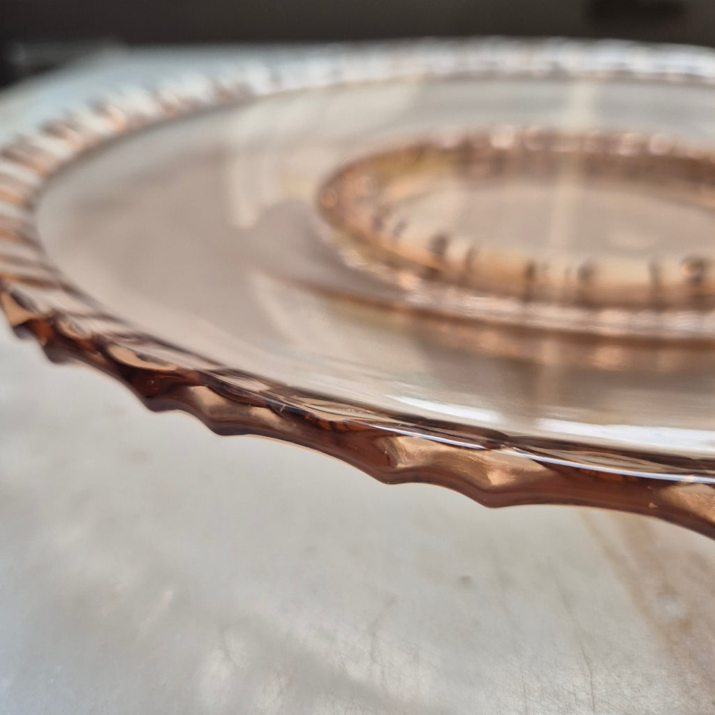 Vintage Tortenplatte/Glasplatte Pastellrosa