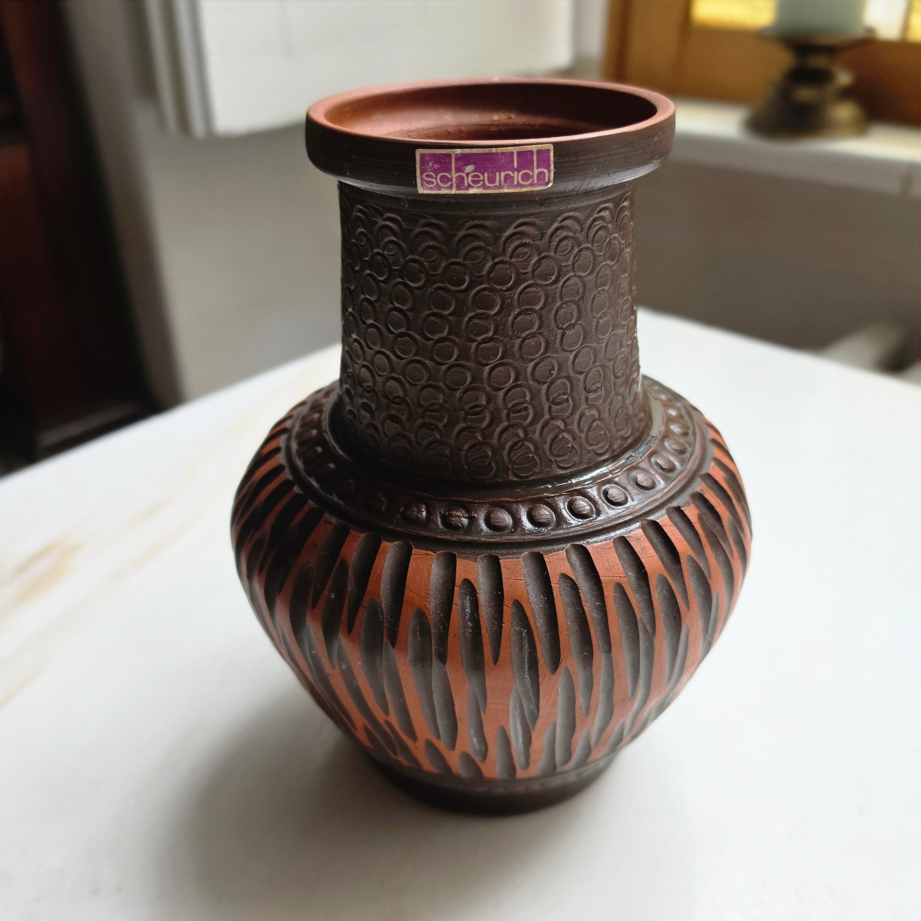 Vintage Scheurich Keramik Krug-Vase braun