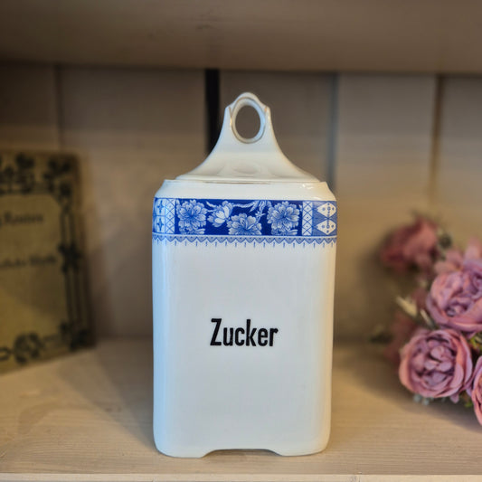 Jugendstil Vorratsdosen Weiß Blau Zucker Schwarzenberg Germany