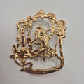 Art Jugendstil Vintage Brosche Antik 50er Jahre goldfarbend Metallbild "Tanzendes Mädchen"