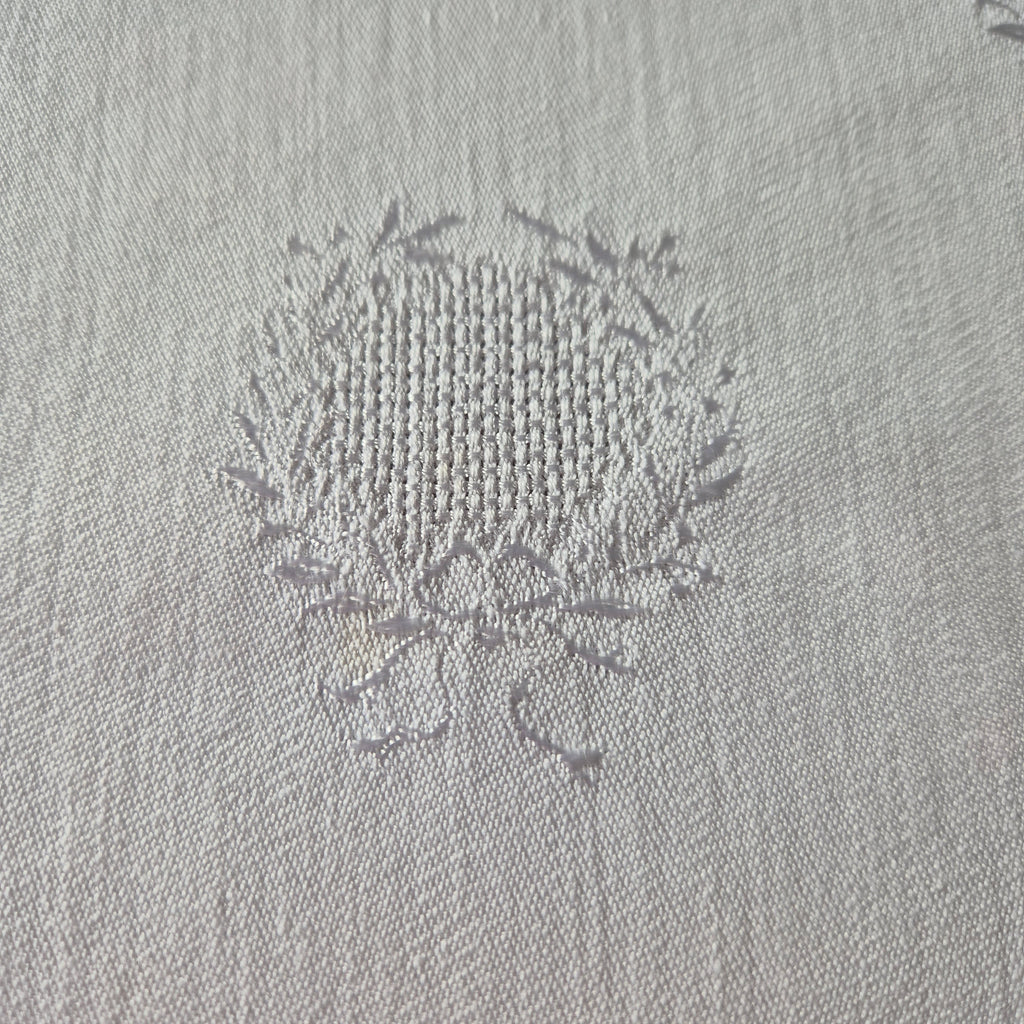 Vintage Tischdecke Damast weiß 105x150cm Art Jugendstil