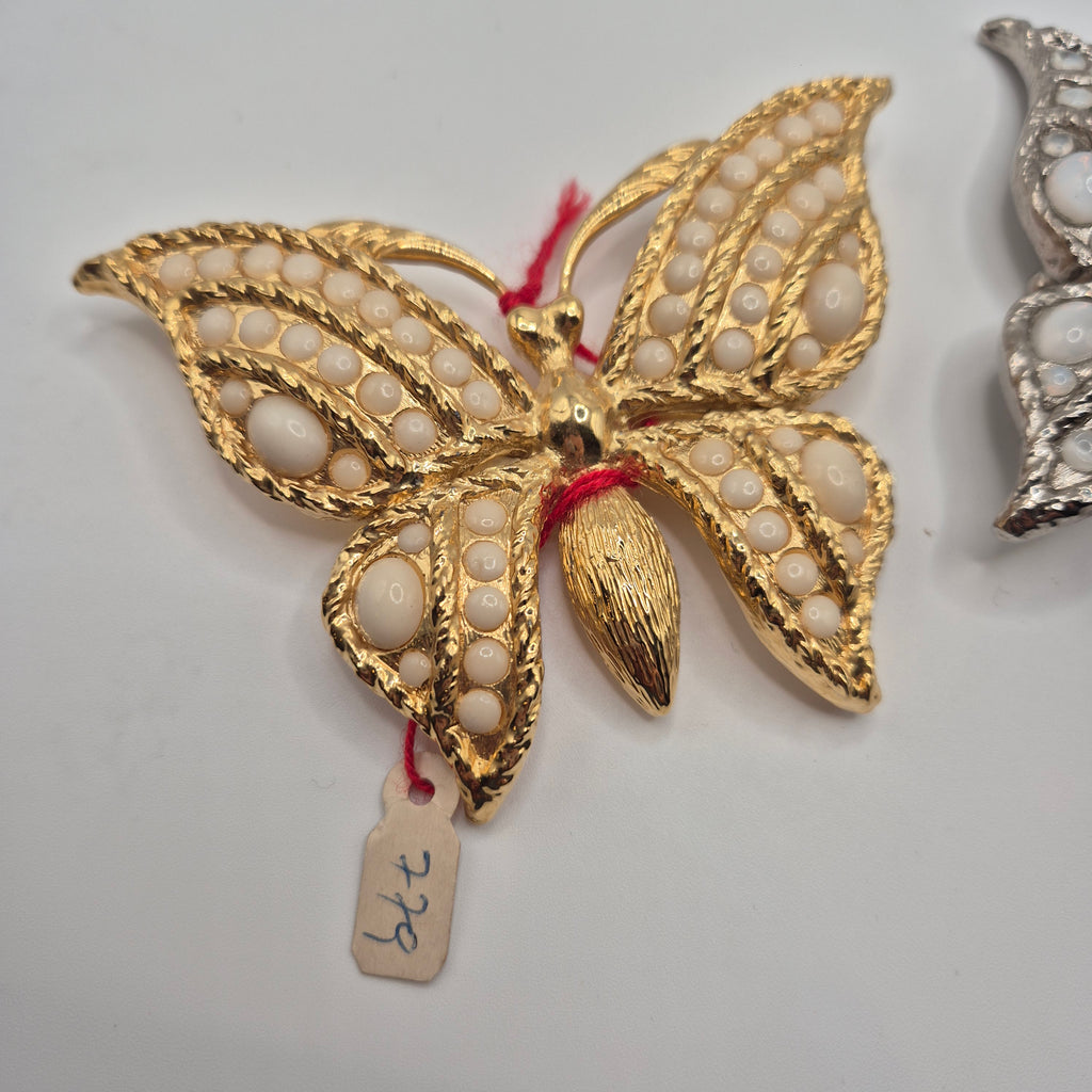 Vintage 80s Statement-Gürtelschnalle „Butterfly“ – Modell Nr. 41 gepunzt – Gold/Silber