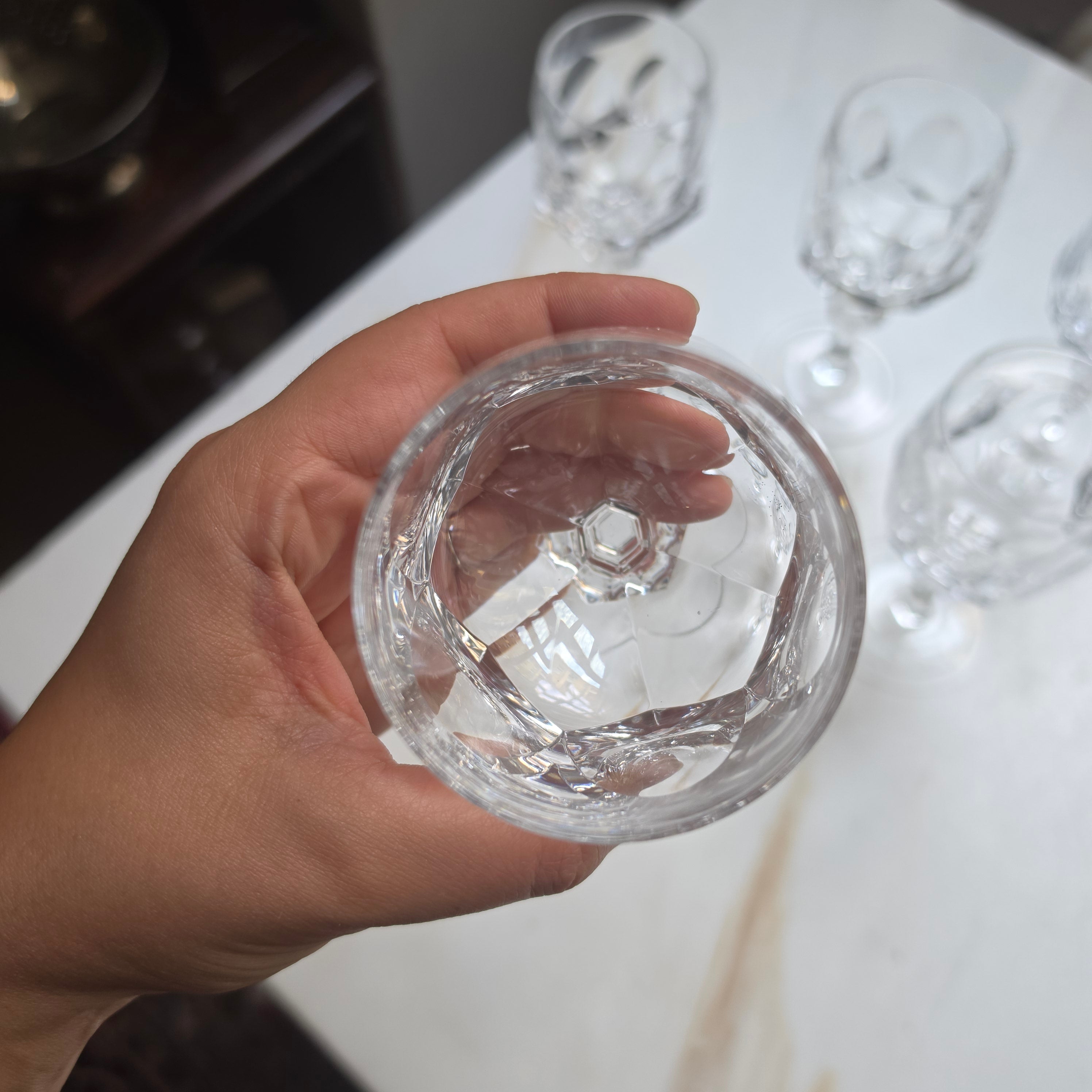 5er-Set Elegante Vintage Kristall-Likörgläser - Südweingläser mit Facettenschliff