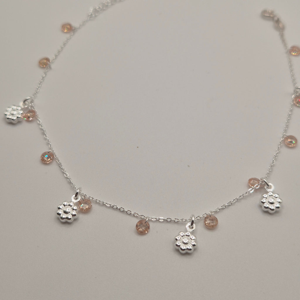 Zartes Fußkettchen Silber 925 Blumen