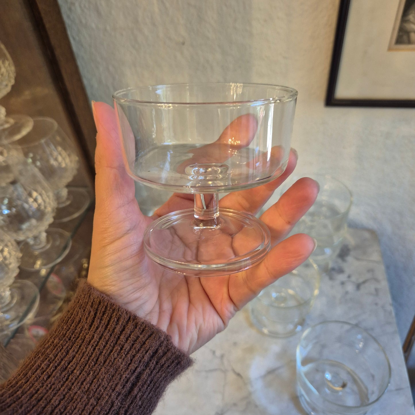 10x wunderschöne Glas Dessertschalen auf Fuß oder Champagner Gläser Vintage