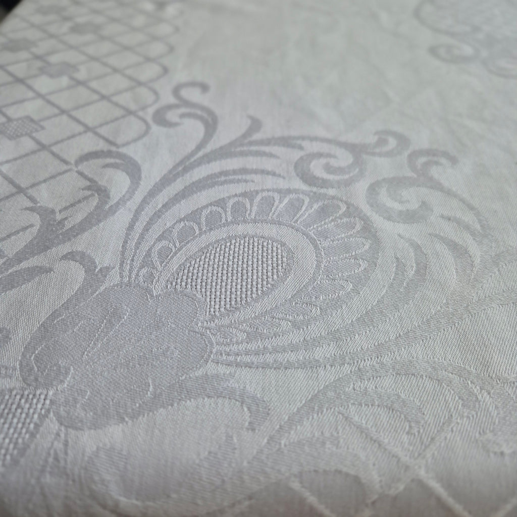 Vintage smail Tischdecke Damast weiß 155x130cm