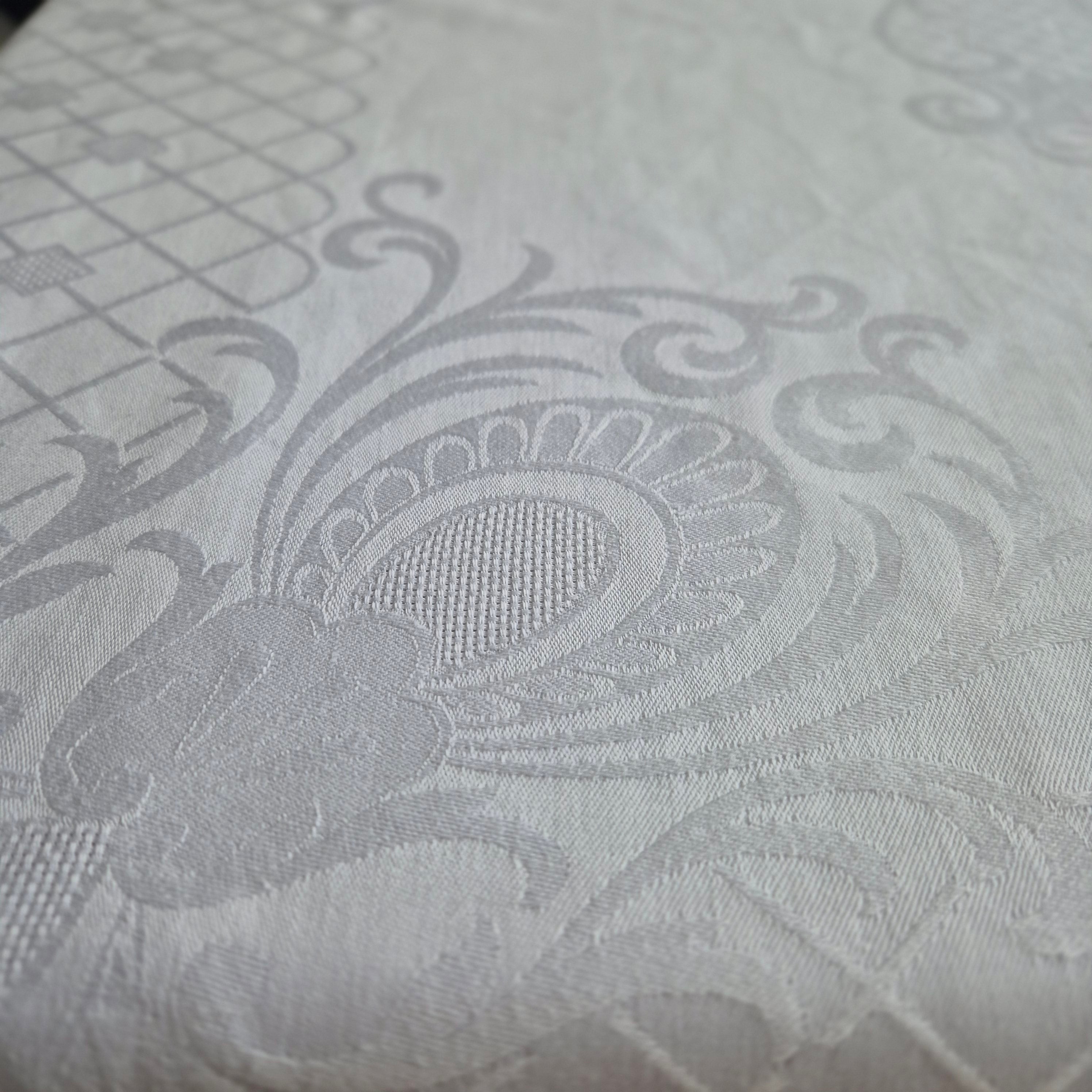Vintage smail Tischdecke Damast weiß 155x130cm