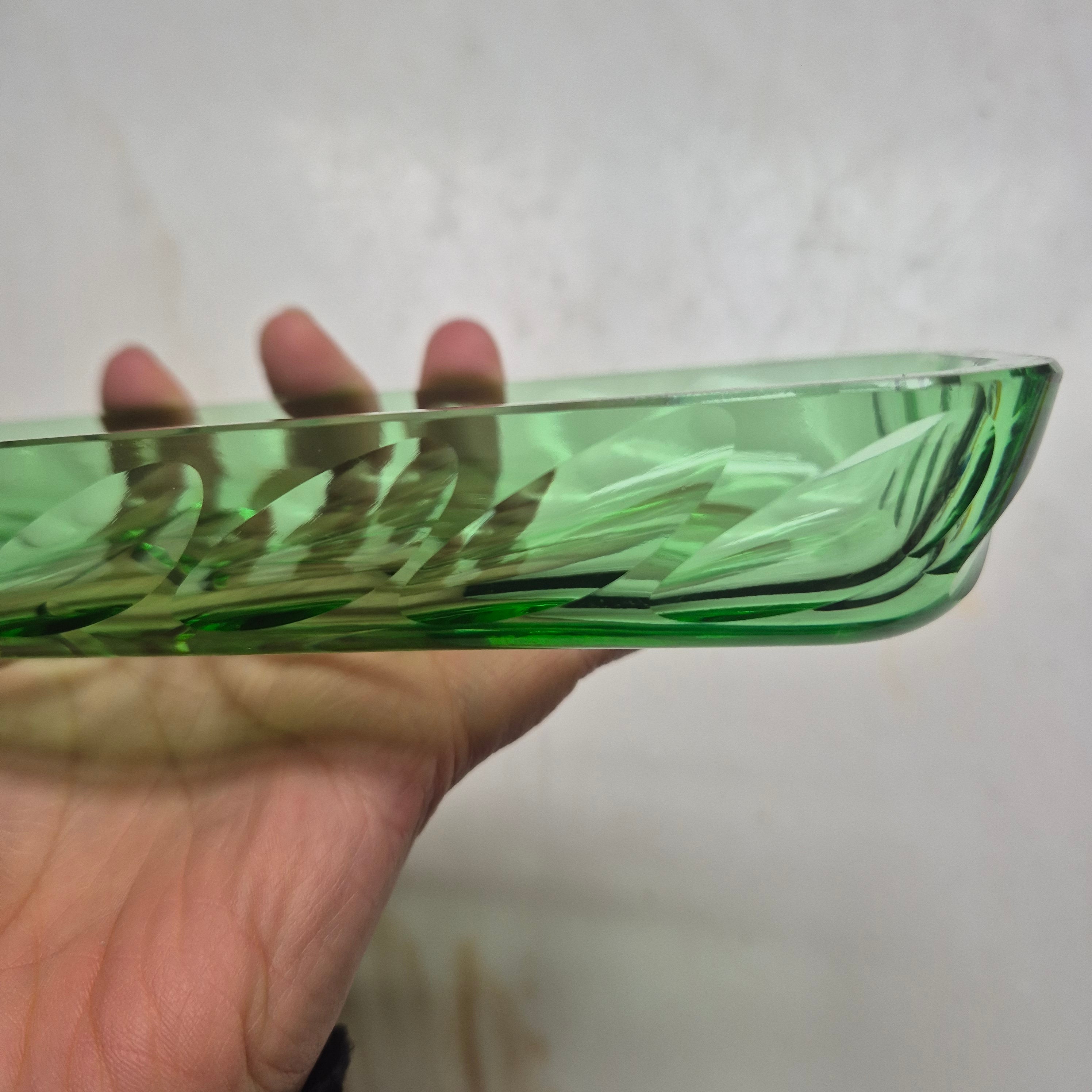 Art Deco Glasschale - Schmuckschale - Ablage - grün