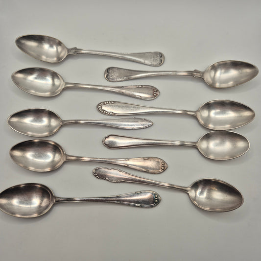9x Antike verschiedene versilberte Teelöffel Löffel 20er Jahre