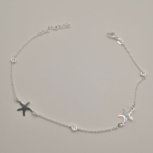 Zartes Fußkettchen Silber 925 Seestern