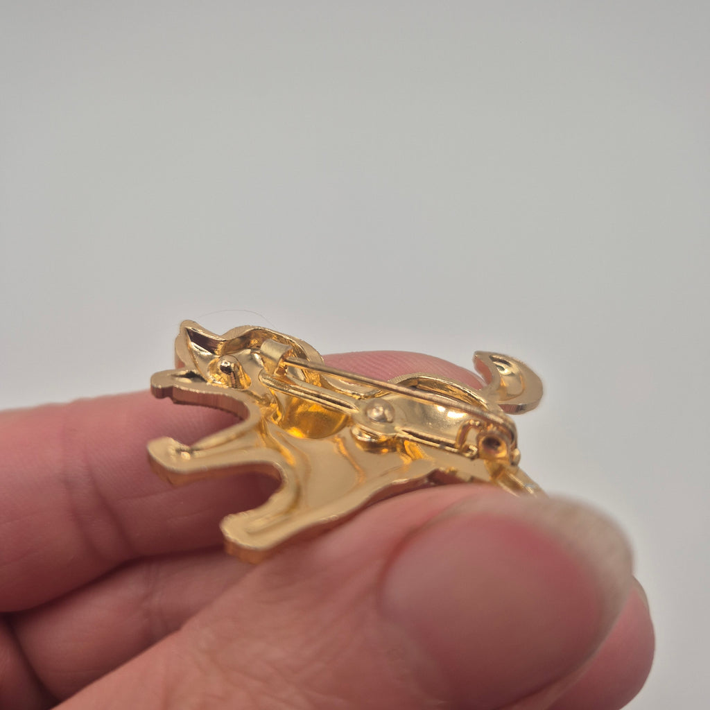 Goldige Vintage Hundebrosche – Verspielter Dackel/Welpe mit funkelndem Auge
