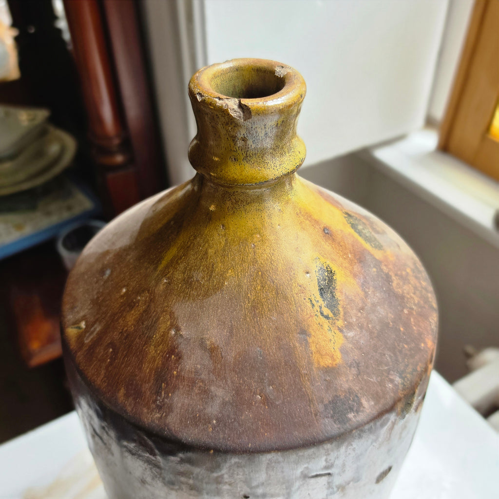 Alte Steingut-Flasche - Vase (groß) - Uriges Tongefäß mit toller Glasur