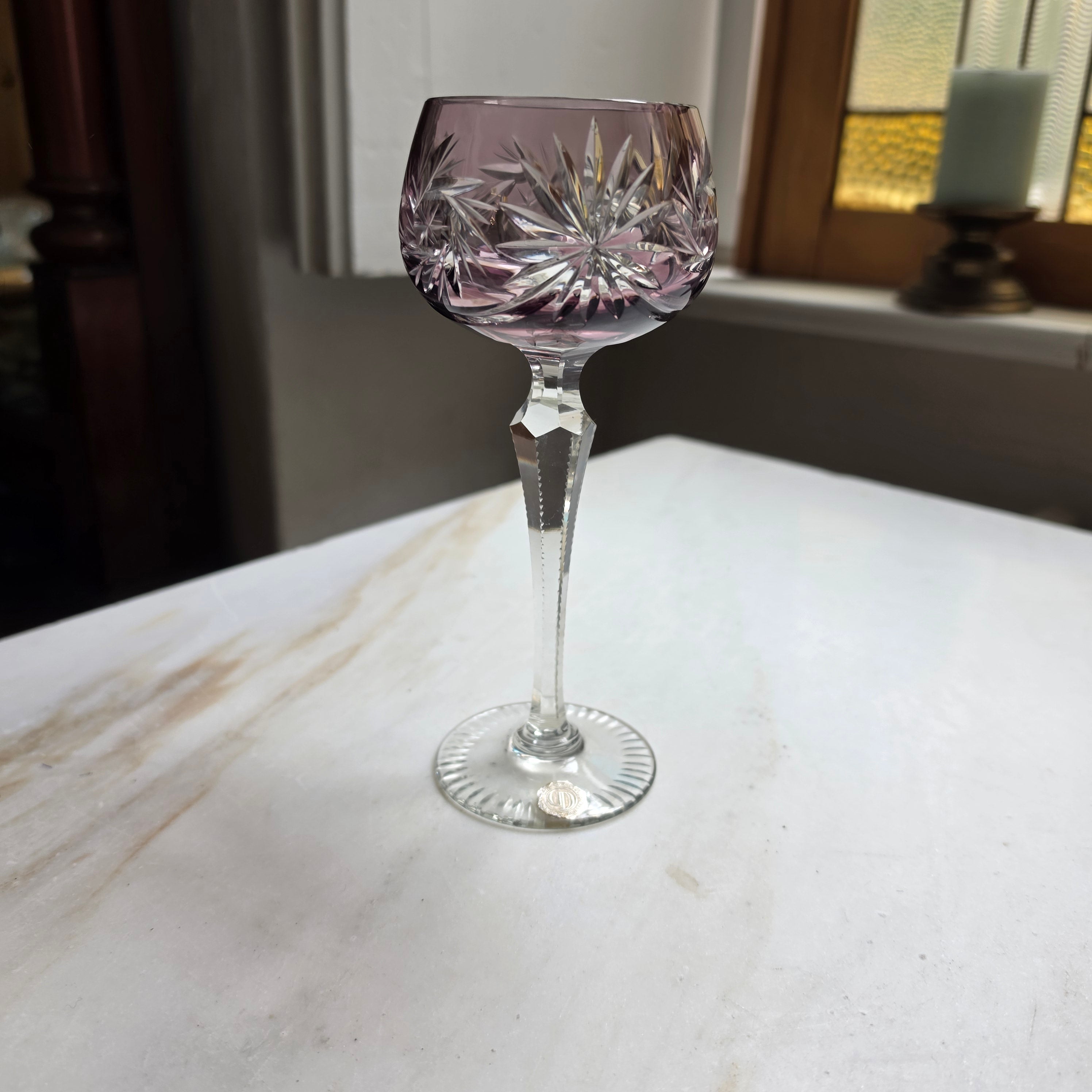 Vintage Bleikristall Römerglas - Weinglas – Amethyst - Violett mit Prunkschliff (Handgeschliffen)