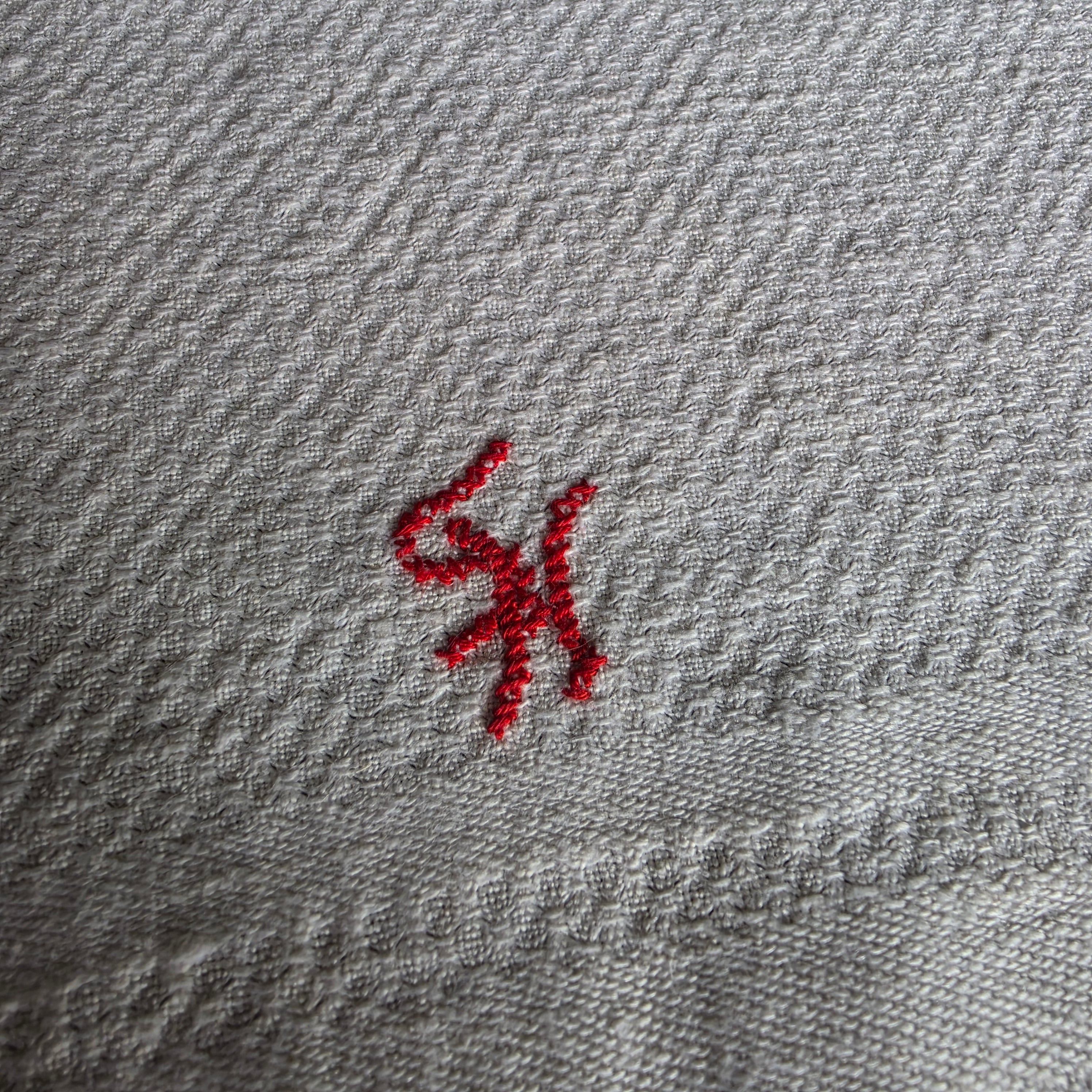 Antikes 20er Jahre Küchen-& Geschirrtuch Leinen/Baumwolle weiß Monogramm S.H.