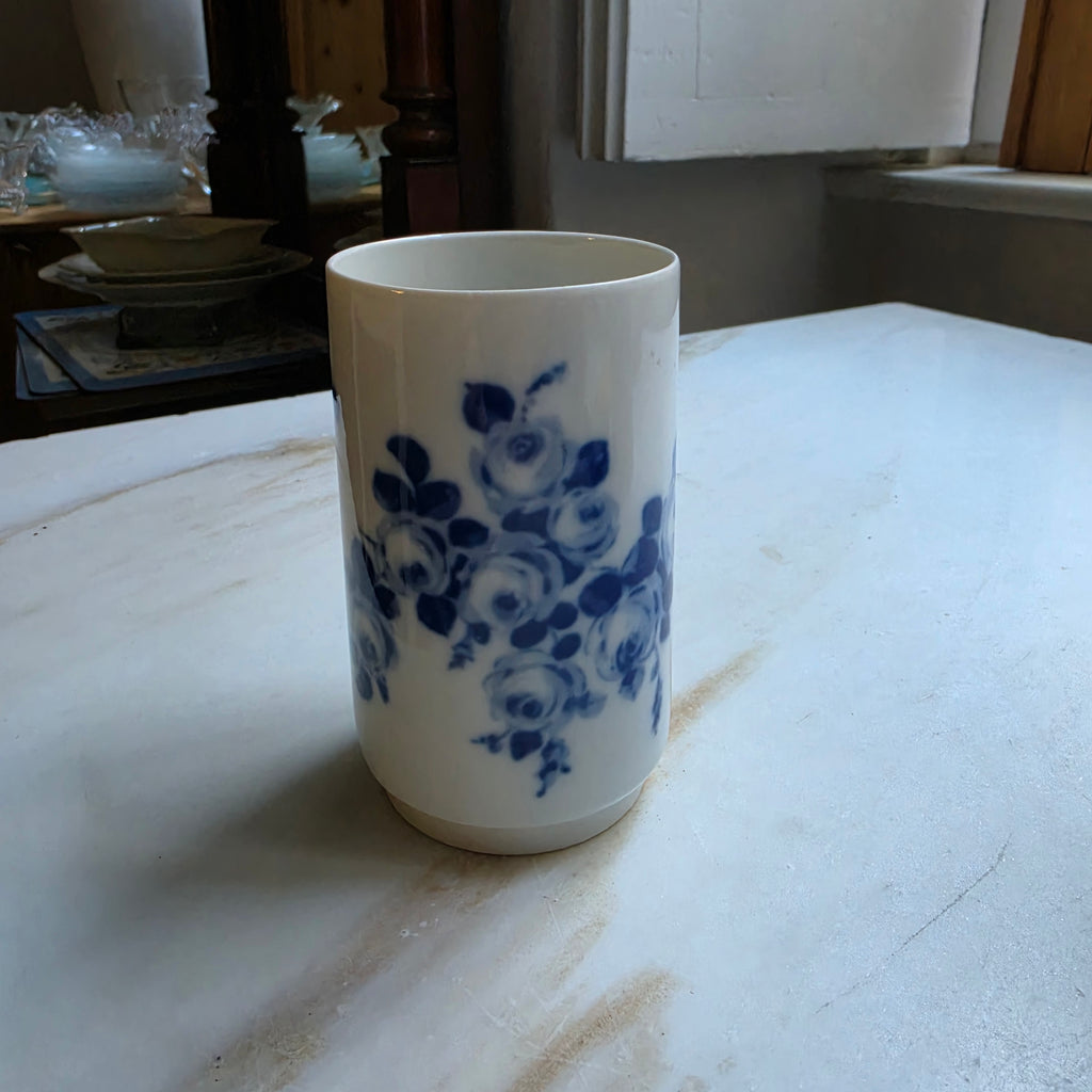 Wallendorfer Porzellanvase - Echt Cobalt - Handbemalt - Blaue Rose - Antik