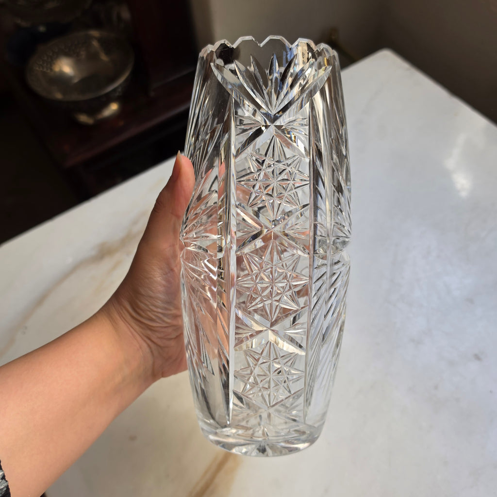 Vintage Handgeschliffene Kristall Vase