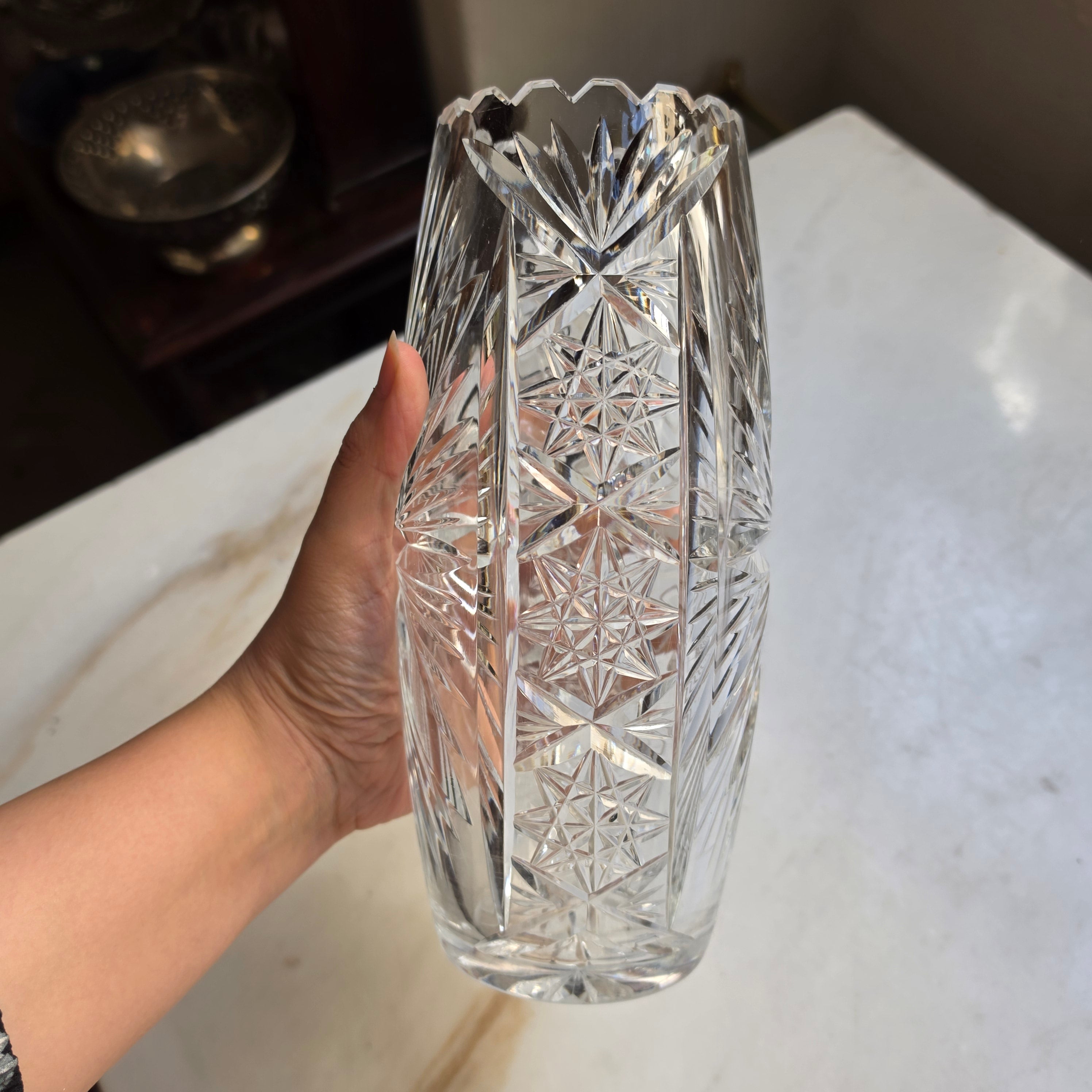 Vintage Handgeschliffene Kristall Vase
