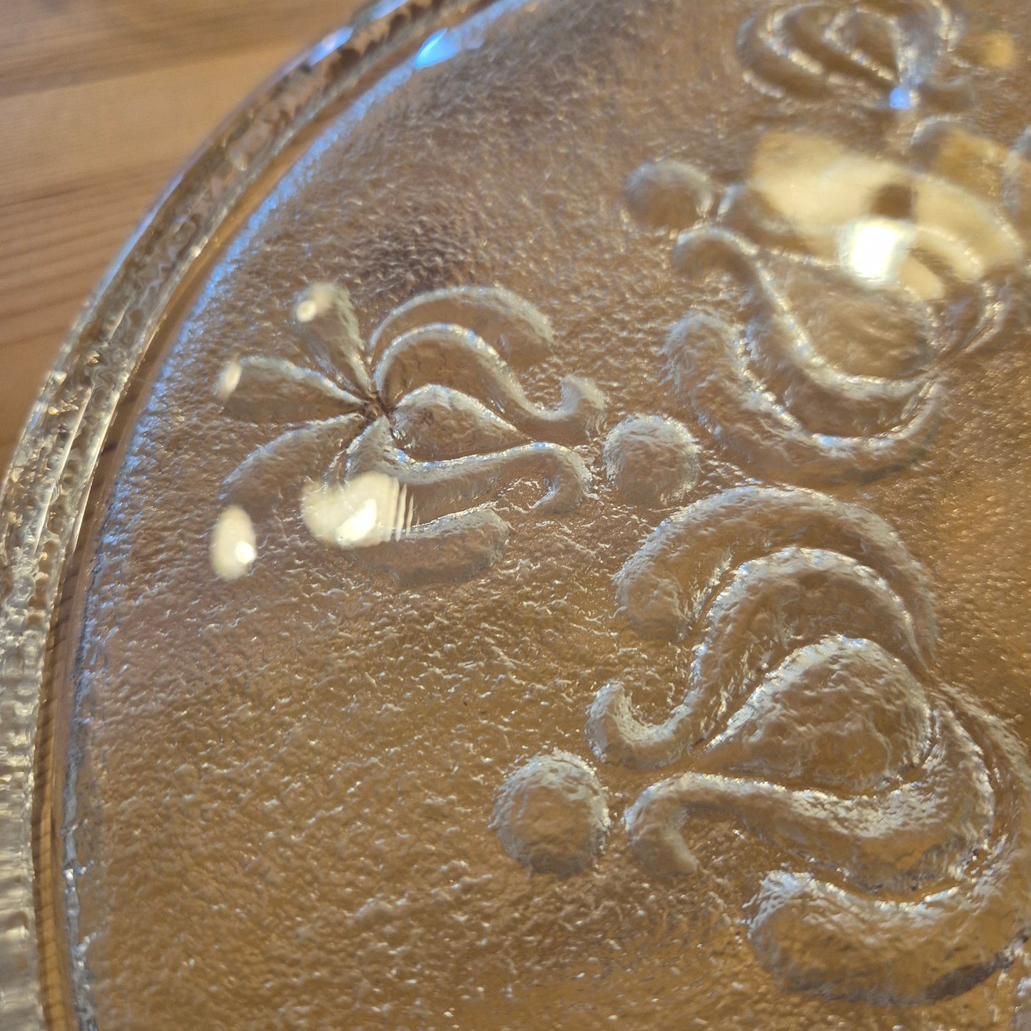 Vintage Bleikristall Kuchenplatte/Tortenplatte 60er Jahre mit Muster Ornamenten