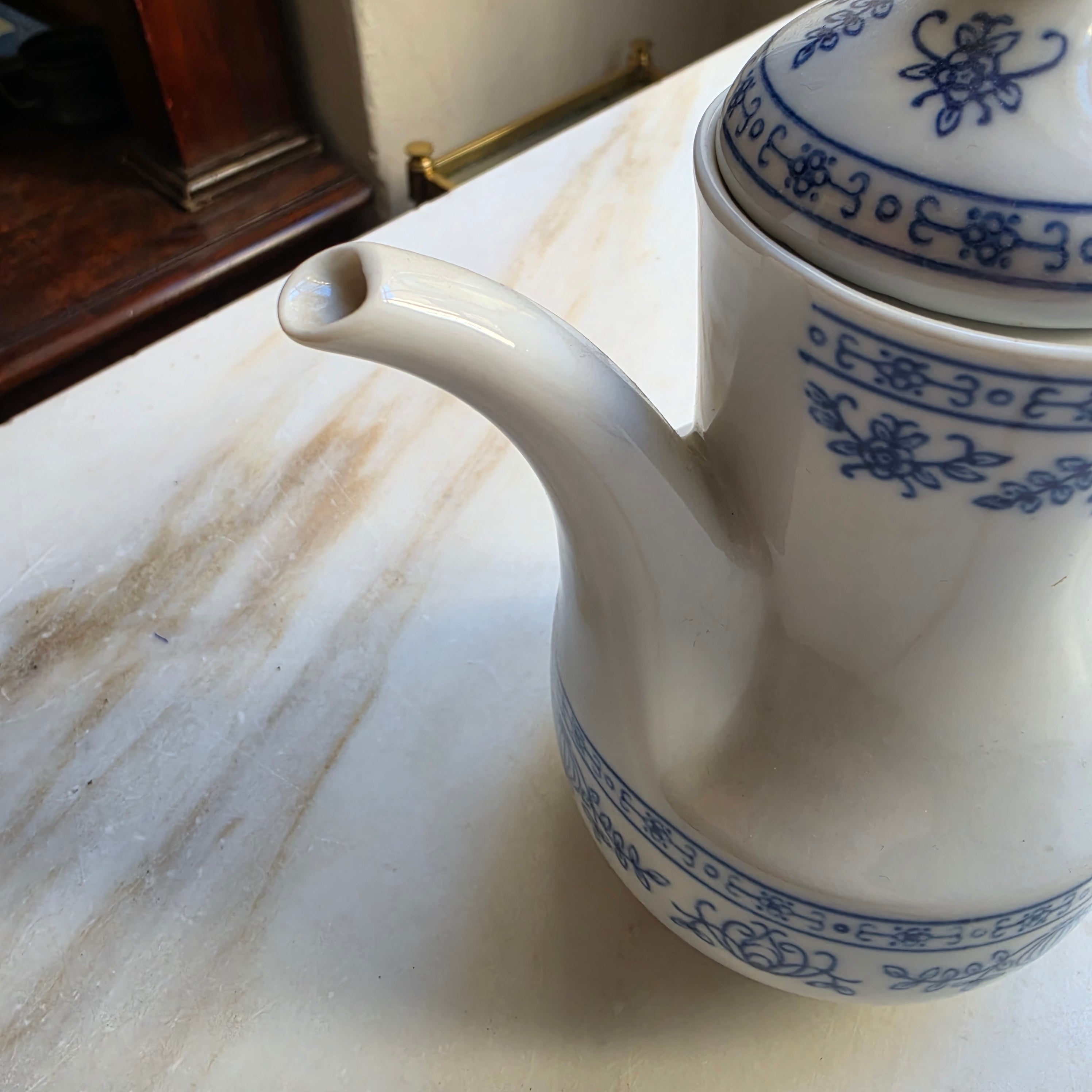 Kahla GDR Zwiebelmuster Tee Kaffeekanne Kanne Mokka Vintage blau weiß kobaltunterglasur