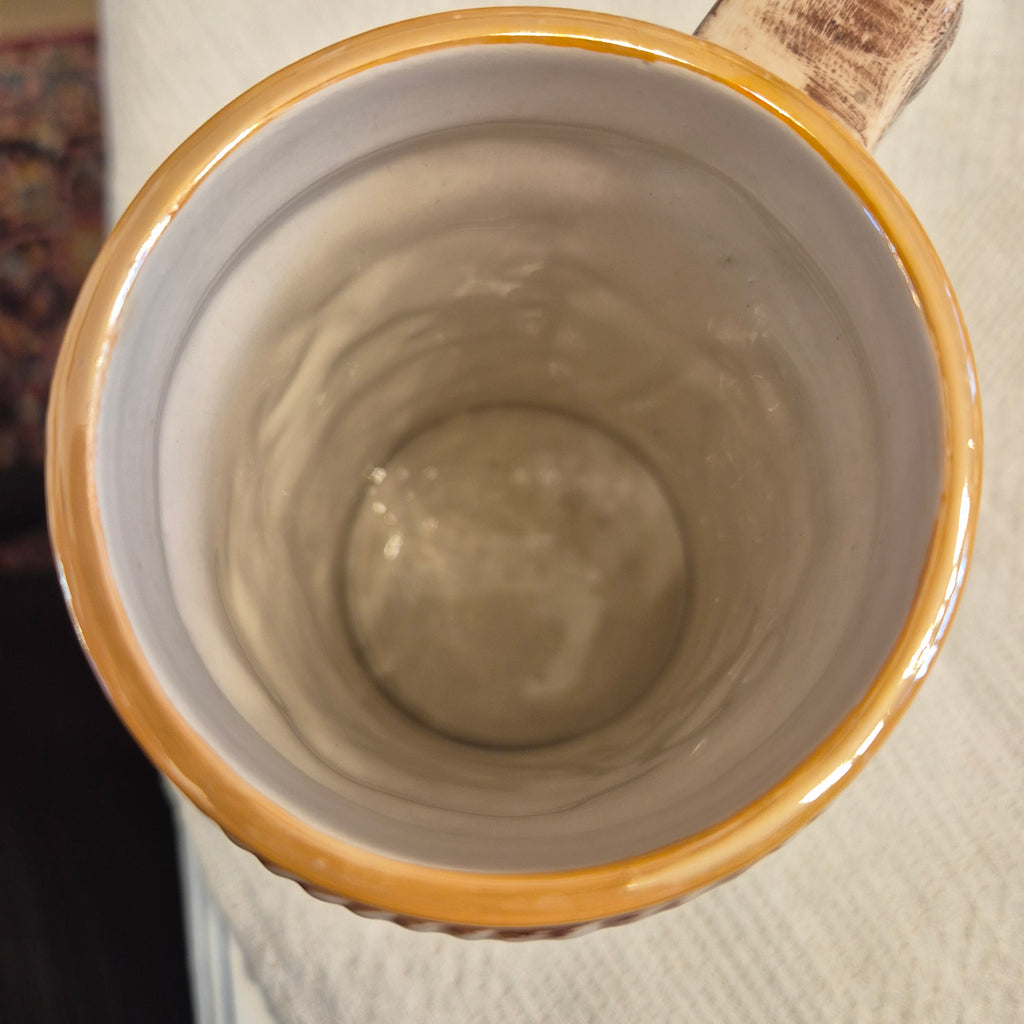 Vintage Keramik Bierkrug Rosenmuster Geschenk