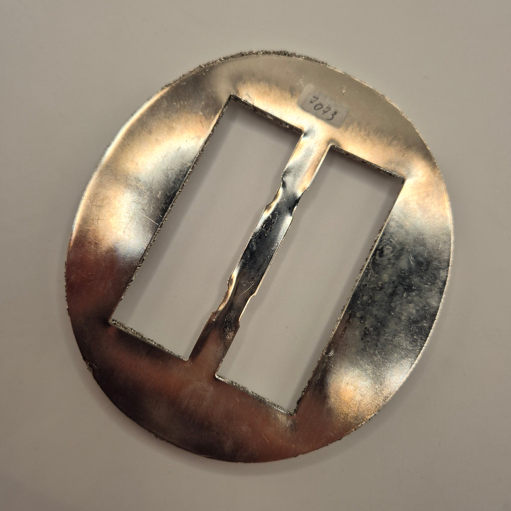 Große Vintage 80er Jahre Gürtelschnalle Oval Handmade silber grau