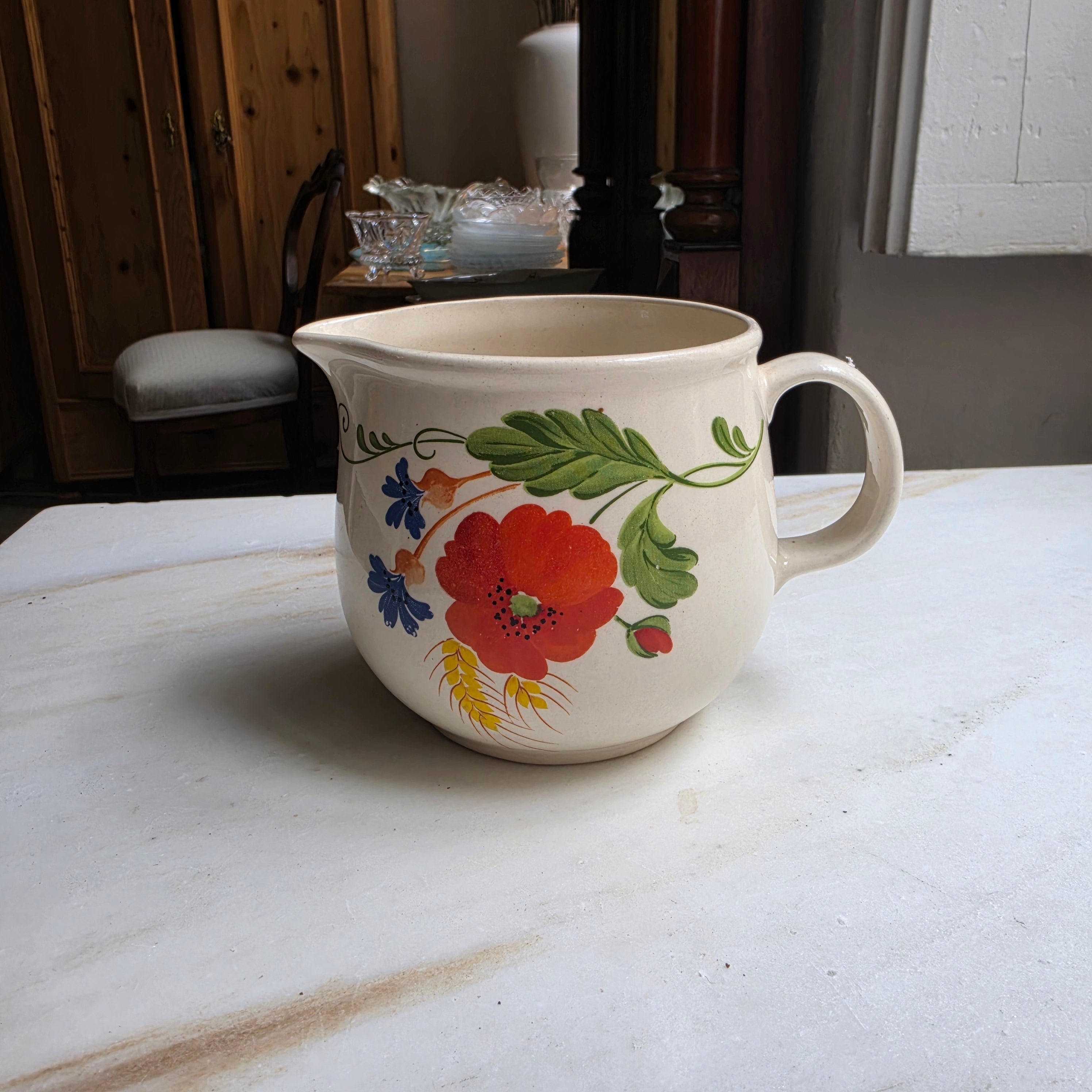 DDR Vintage Krug Landhaus Mohnblume Keramik